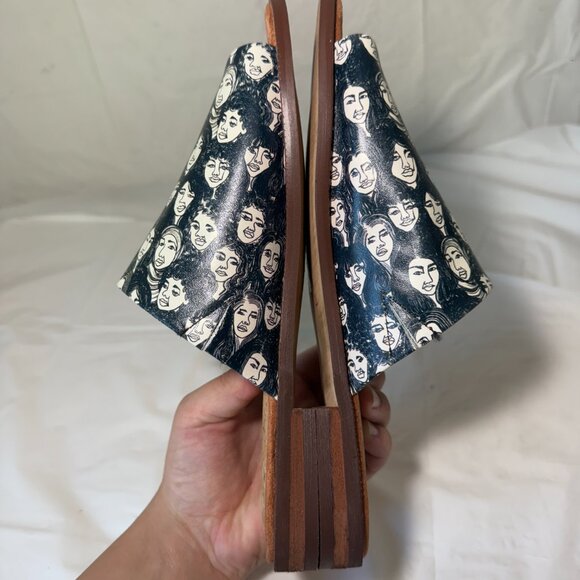 KELSI DAGGER BROOKLYN Ruthie printed leather flat slide sandal faces 6.5 - Picture 10 of 16